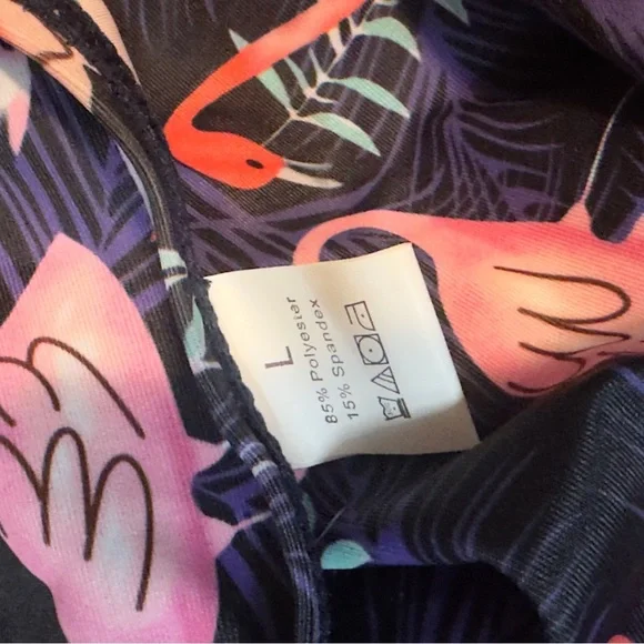 Navy blue flamingo bikini set. - Picture 4 of 8